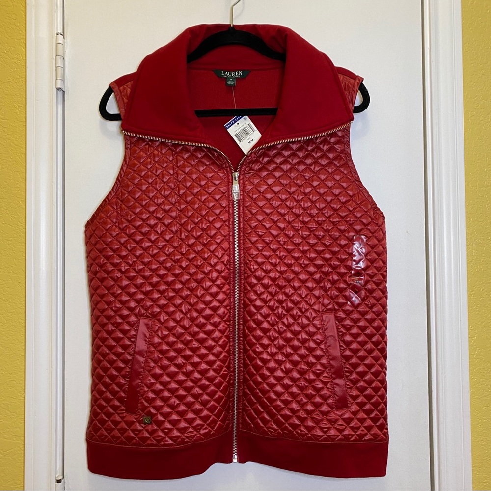 NWT Ralph Lauren Womens Red Quilted Vest Size Med
